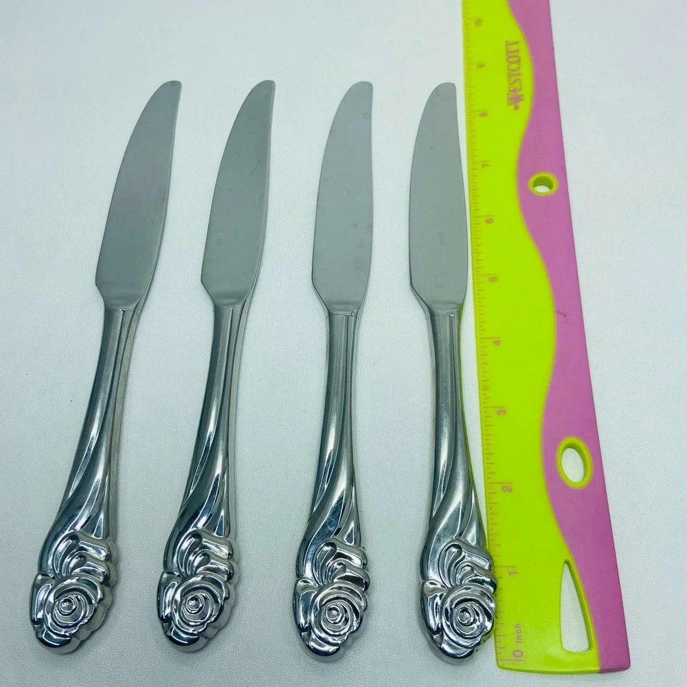 Yamazaki Ribbon Rose Replacement Stainless Glossy Butter Knife Set of 4 Flatware